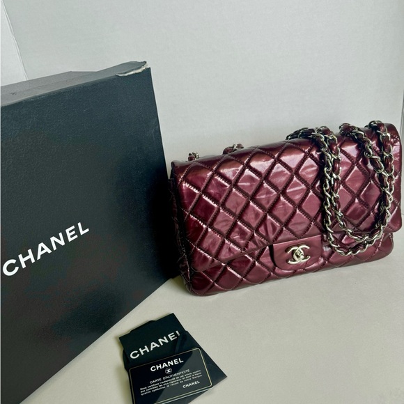 Chanel patent Wine Jumbo flap bag (new jumbo size) - Picture 1 of 13